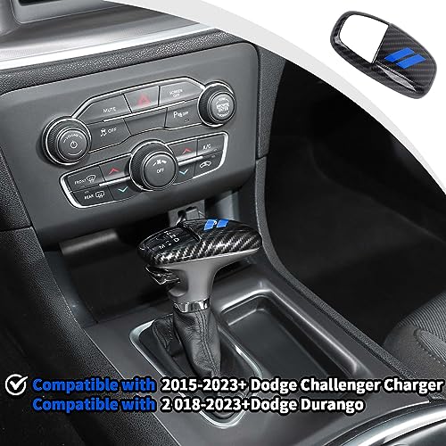 JWWY Gear Shift Shifter Knobs Cover Trim for 2015-2025+ Dodge Challenger Charger 2018-2023 Durango Interior Accessories Blue Carbon Fiber - Image 3
