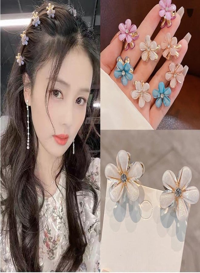 WECROO Small Mini Faux Pearl Hair Claw Clips with Daisy Flower Design Sweet Nonslip Artificial Cute Metal Bangs Clips Decorative Hair Accessories for Women and Girls Gift (Multicolor, Pack of 12) - Image 3