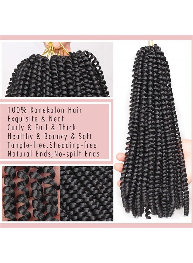 Xtrend 12 Inch 7 Packs Spring Twist Crochet Braids Hair For Butterfly Faux Locks Short Crochet Hair Synthetic Braiding Hair Extensions For Woman (1B#) - Image 4