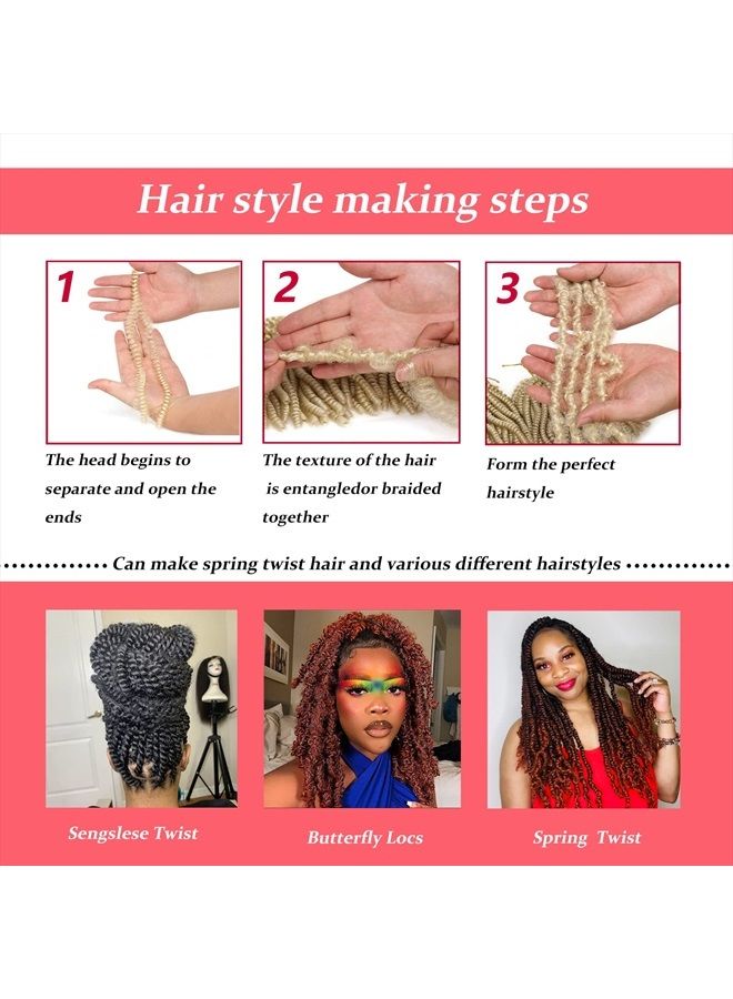 Xtrend 12 Inch 7 Packs Spring Twist Crochet Braids Hair For Butterfly Faux Locks Short Crochet Hair Synthetic Braiding Hair Extensions For Woman (1B#) - Image 3