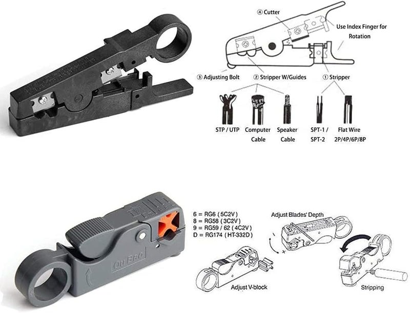 MIKUL Network Tool Kits Professional Net Computer Maintenance LAN Cable Tester Repair Tools RJ45 RJ11 Cat5 Cat6 Cable Tester Network Cable Crimper Screwdriver Crimp Pliers stripping pliers Tool Set - Image 4