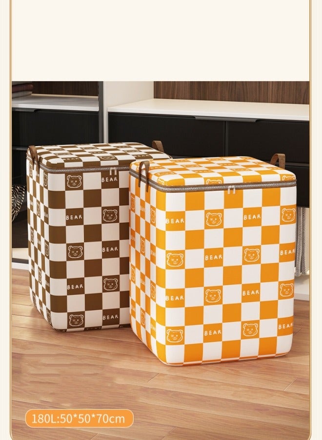 Aikenn 2Pcs 180l Large Storage Bags Non-Woven Quilt Storage Bins Waterproof Clothes Storage Foldable Closet Organizers Storage Containers For Blanket Comforters Bed Sheets Pillows And Toys（Orange）  - Image 2