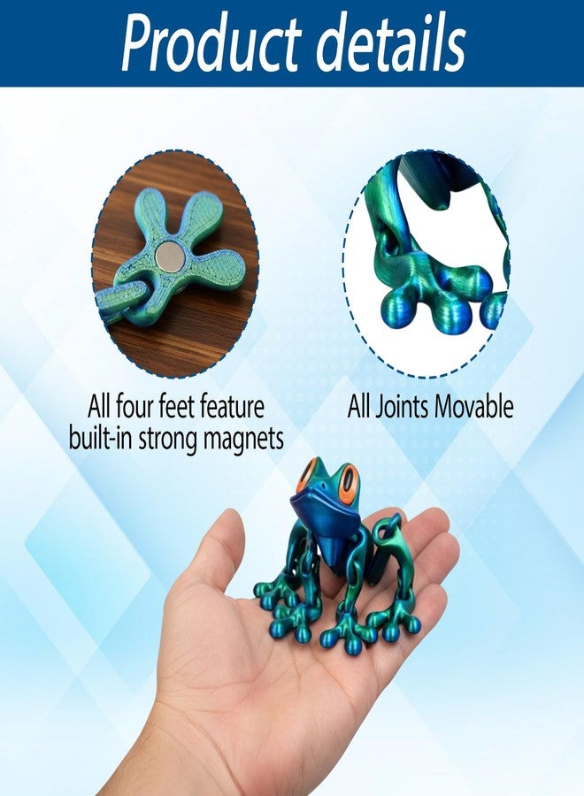 MIRJXB 3D Printed Frog, 4 Magnetic Frogs for Refrigerator, Green Frog Magnets 3D Printed Frogs Set for Adults and Teens 14+, Plastic Jumping Frogs for Home and Office Decoration - Image 4