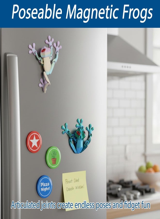 MIRJXB 3D Printed Frog, 4 Magnetic Frogs for Refrigerator, Green Frog Magnets 3D Printed Frogs Set for Adults and Teens 14+, Plastic Jumping Frogs for Home and Office Decoration - Image 3