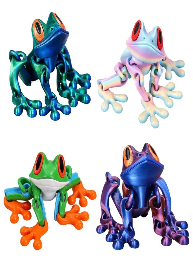 MIRJXB 3D Printed Frog, 4 Magnetic Frogs for Refrigerator, Green Frog Magnets 3D Printed Frogs Set for Adults and Teens 14+, Plastic Jumping Frogs for Home and Office Decoration - Image 1