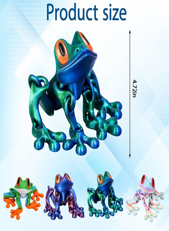 MIRJXB 3D Printed Frog, 4 Magnetic Frogs for Refrigerator, Green Frog Magnets 3D Printed Frogs Set for Adults and Teens 14+, Plastic Jumping Frogs for Home and Office Decoration - Image 2
