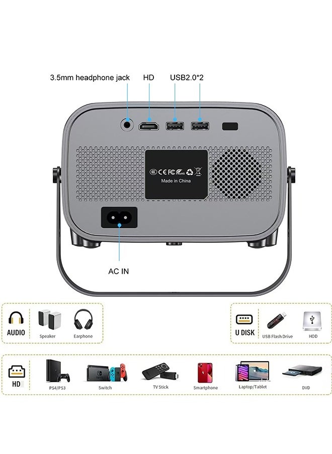 ليكسين - جهاز عرض محمول V8، يدعم 4K، يدعم 30-180 بوصة، مع جهاز تحكم عن بعد، واي فاي 5G وبلوتوث، التركيز الكهربائي. مسرح منزلي متنقل، جهاز عرض أفلام متوافق مع Android/Windows/TV Stick/PC - Image 1