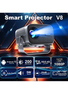 LEXIN V8 Portable Projector , Support 4K, Support 30-180 Inches , With Remote Control, 5G Wifi and Bluetooth, Electric Focus. Mobile Home Theater, Movie Projector Compatible with Android/Windows/TV Stick/PC  - Image 2