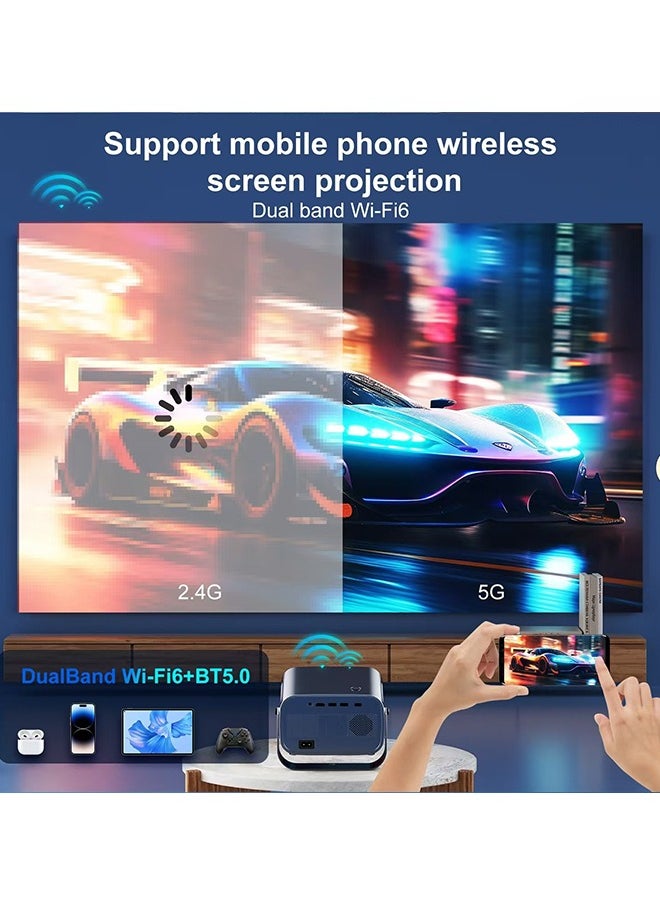 ليكسين - جهاز عرض محمول V8، يدعم 4K، يدعم 30-180 بوصة، مع جهاز تحكم عن بعد، واي فاي 5G وبلوتوث، التركيز الكهربائي. مسرح منزلي متنقل، جهاز عرض أفلام متوافق مع Android/Windows/TV Stick/PC - Image 1