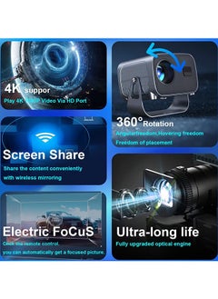 LEXIN V8 Portable Projector , Support 4K, Support 30-180 Inches , With Remote Control, 5G Wifi and Bluetooth, Electric Focus. Mobile Home Theater, Movie Projector Compatible with Android/Windows/TV Stick/PC  - Image 3