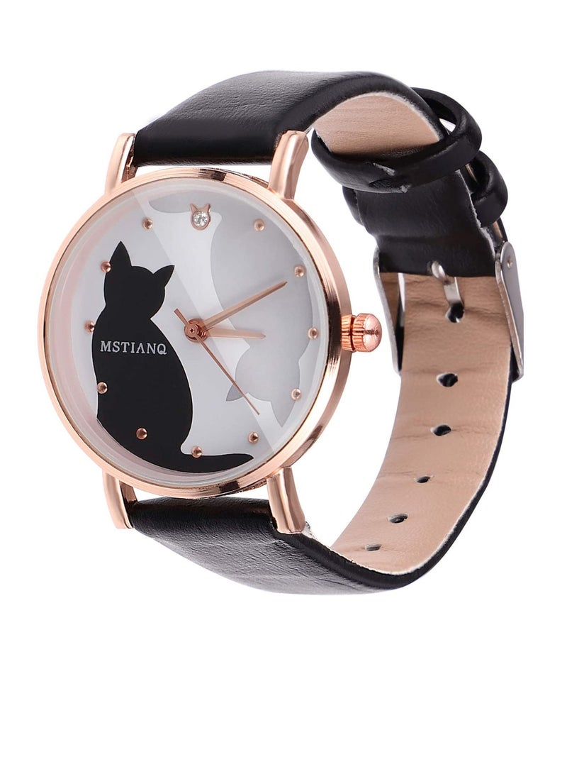 Excefore Women's Watches lovely Cartoon Cat Wrist Watches Girls Simple Harajuku Style Belt Quartz Women's Watch for Girls Ladies Women Students Creative Quartz Wristwatches Woman Bracelet - Image 1