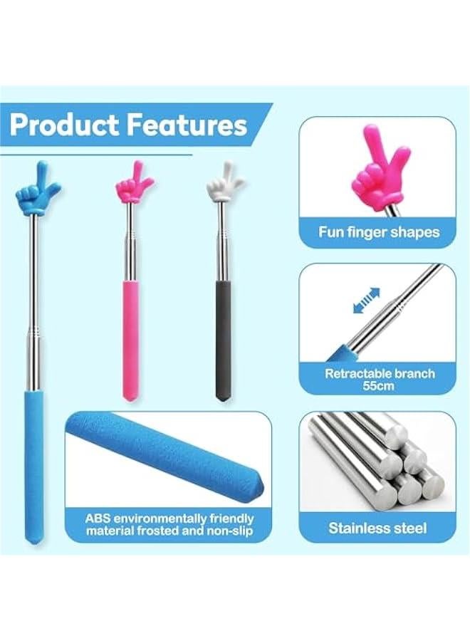 3 Telescopic Teachers Pointer Extendable Hand Finger Pointer Stick Retractable Teaching Baton for School Mini Collaible Stainless Steel Finger Reading Stick for Kids Students - Image 2