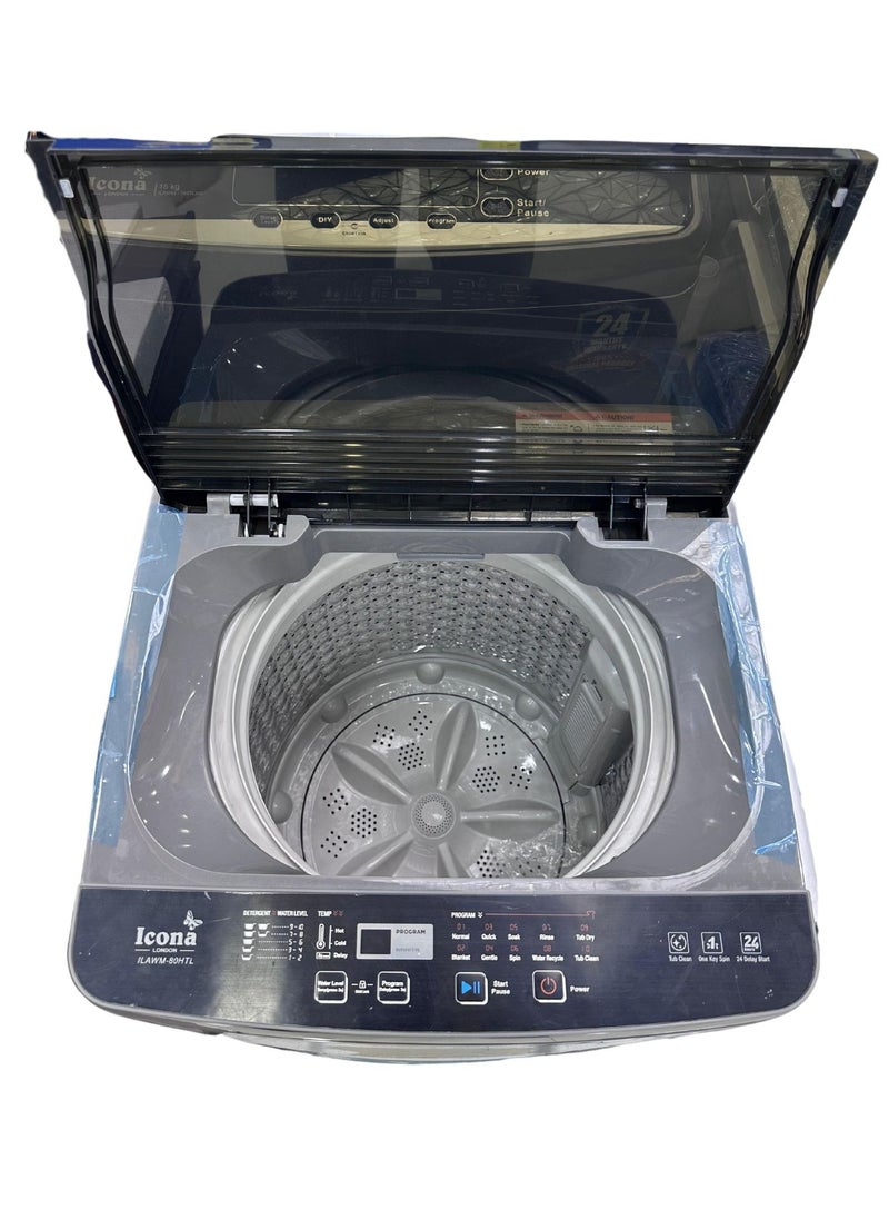 ICONA - Icona Fully Automatic Top Loader Washing Machine 8kg - Smart Sensors, Gentle Fabric Care, Fuzzy Logic, LED Display & Transparent Lid - Image 1