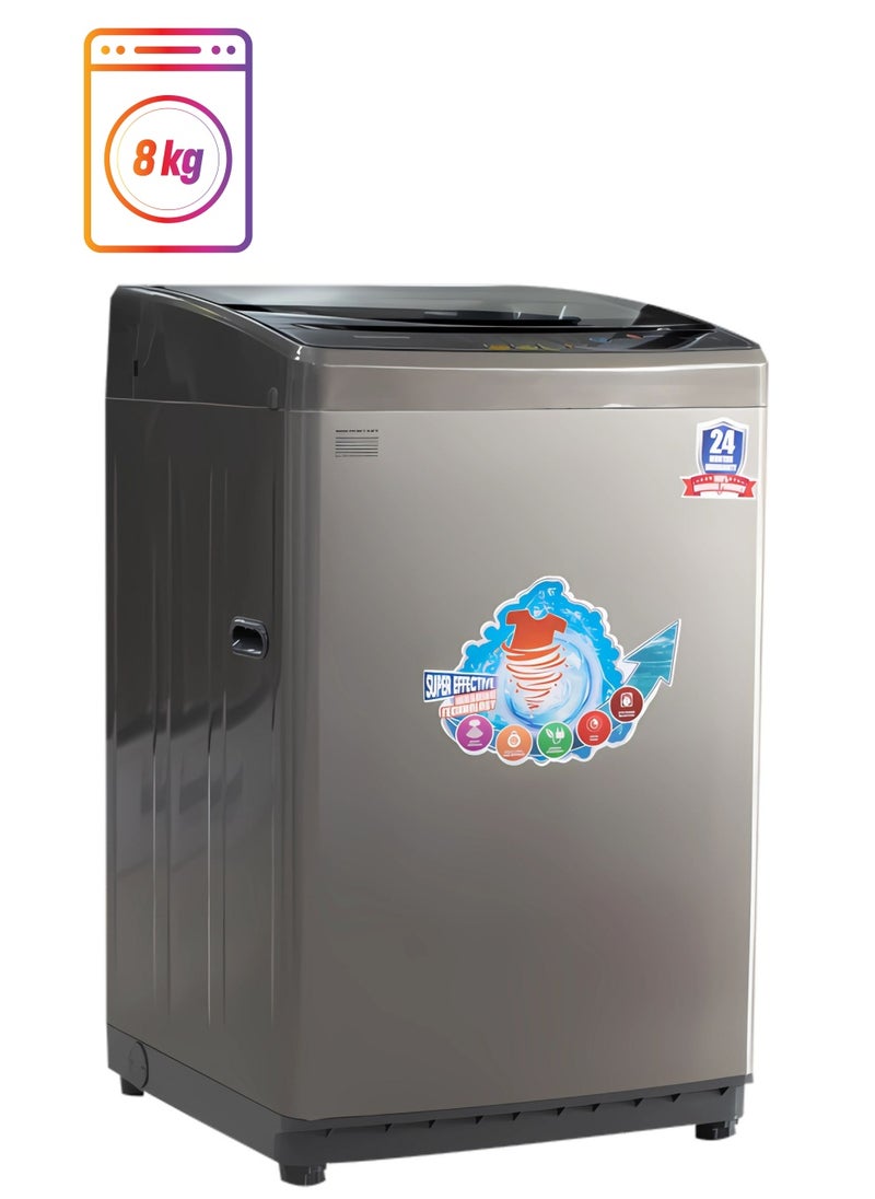 ICONA - Icona Fully Automatic Top Loader Washing Machine 8kg - Smart Sensors, Gentle Fabric Care, Fuzzy Logic, LED Display & Transparent Lid - Image 1
