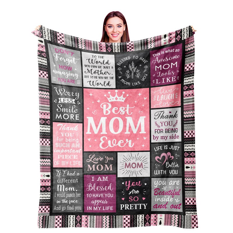 Ivivis Gifts for Mom Blanket 60""x50""  Mom Birthday Gifts  Mothers Day Birthday Gifts for Mom  Mom Gifts from Daughters Son  Gifts for Mom Birthday Christmas  Best Mom Ever Blankets Throw - Image 1