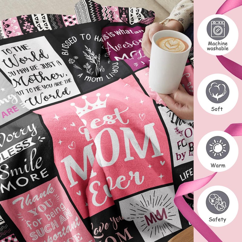 Ivivis Gifts for Mom Blanket 60""x50""  Mom Birthday Gifts  Mothers Day Birthday Gifts for Mom  Mom Gifts from Daughters Son  Gifts for Mom Birthday Christmas  Best Mom Ever Blankets Throw - Image 5