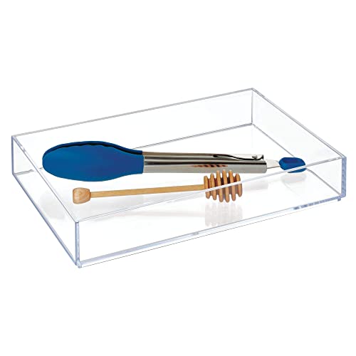 InterDesign iDesign Clarity Plastic Drawer Organizer, Storage Container for Vanity, Bathroom, Kitchen Drawers, 8" x 12" x 2", Clear - Image 2