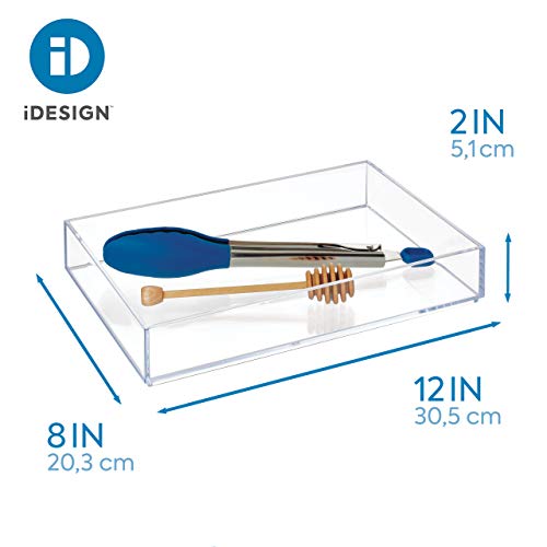 InterDesign iDesign Clarity Plastic Drawer Organizer, Storage Container for Vanity, Bathroom, Kitchen Drawers, 8" x 12" x 2", Clear - Image 3