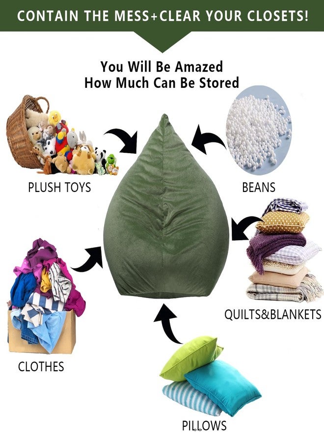 Decalsweet Dinosaur Bean Bag Chair Toy Storage Bags for Kids, Large Size Extra Soft Girls Boys Storage Organizer with Zipper, Beanbag Chairs for Home, 31×30×25 Inch (No Filling,Cover Only) - Image 3