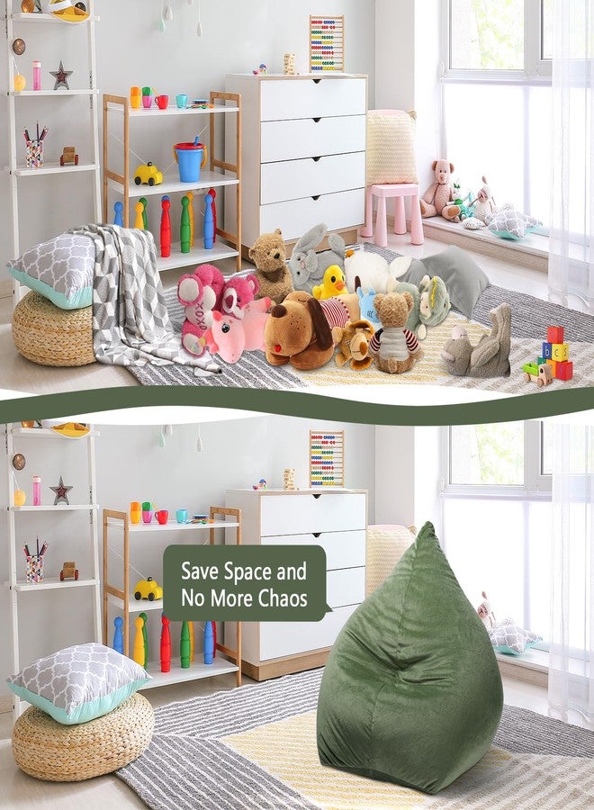Decalsweet Dinosaur Bean Bag Chair Toy Storage Bags for Kids, Large Size Extra Soft Girls Boys Storage Organizer with Zipper, Beanbag Chairs for Home, 31×30×25 Inch (No Filling,Cover Only) - Image 4