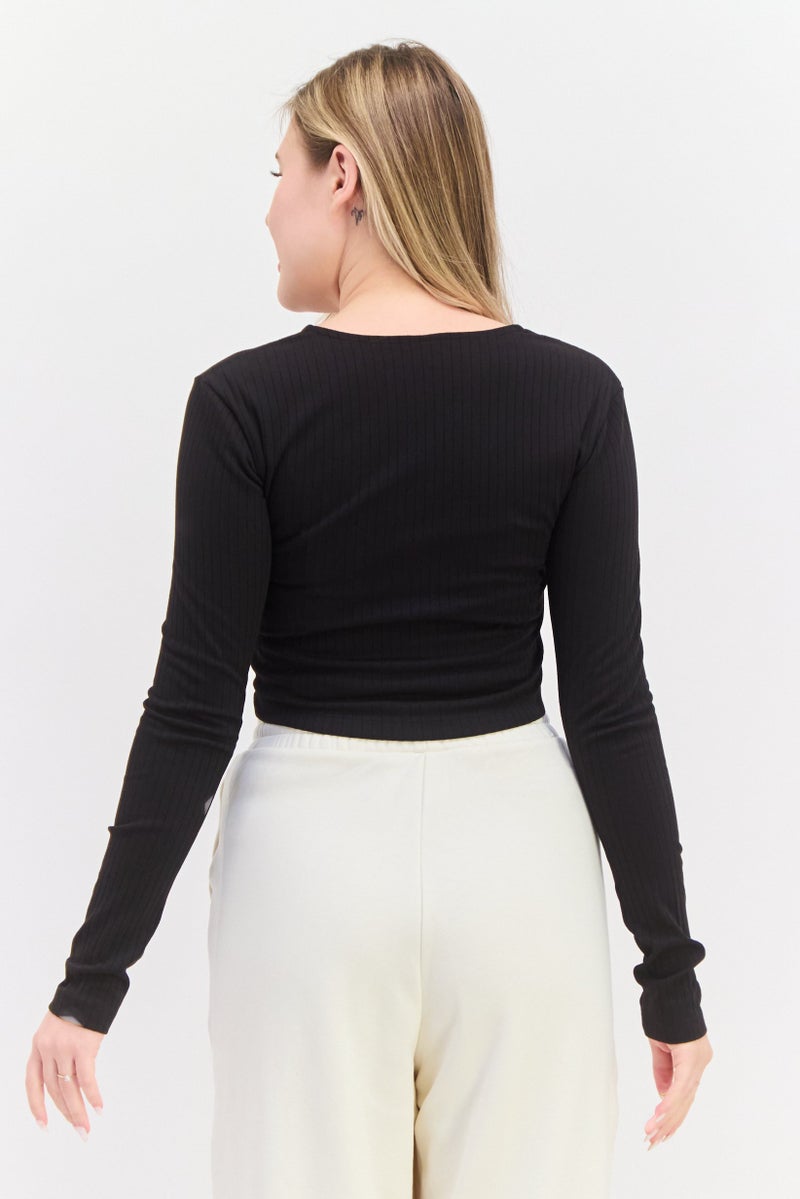 PUMA ملابس رياضية نسائية بأكمام طويلة مناسبة بشعار مطرز، خارجي، أسود - Image 4