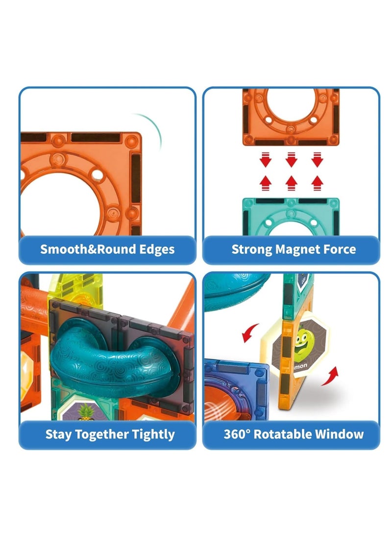 Light Magnetic Tiles Building Blocks for Kids,3D Clear Educational STEM Building Toys,Magnetic Marble Run Blocks Toy,Educational for Kids 3-10+ Boys Girls,Creativity beyond Imagination (49PCS) - Image 5