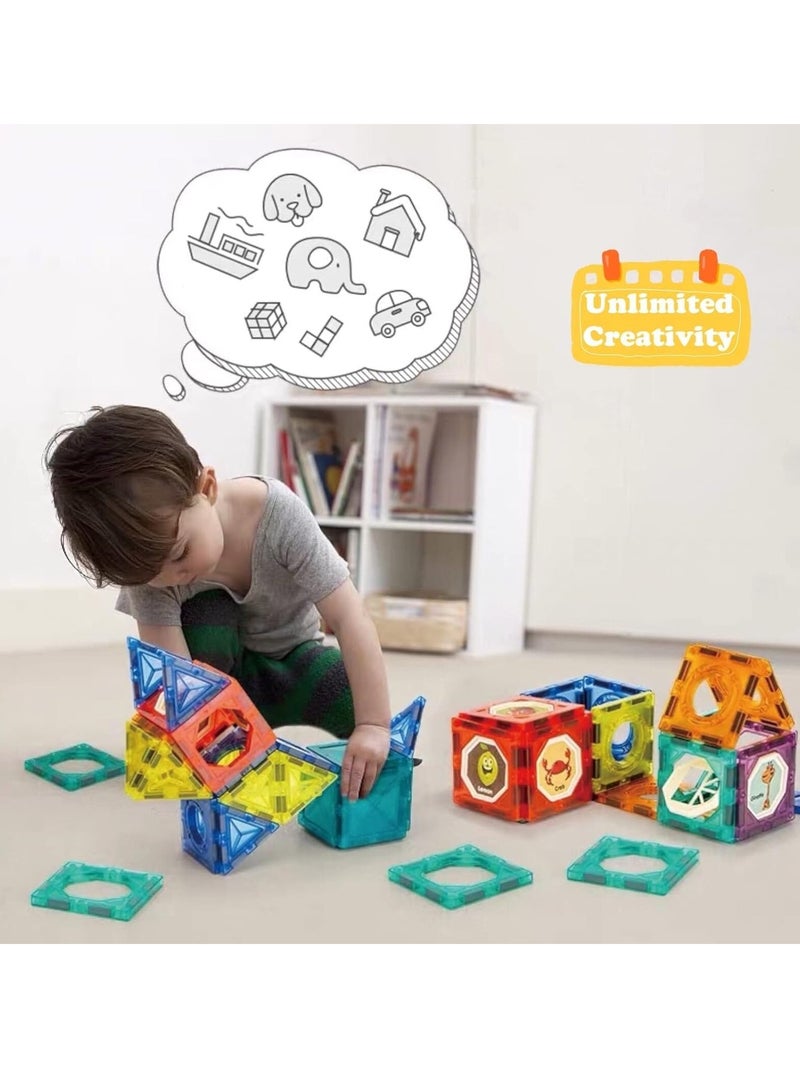 Light Magnetic Tiles Building Blocks for Kids,3D Clear Educational STEM Building Toys,Magnetic Marble Run Blocks Toy,Educational for Kids 3-10+ Boys Girls,Creativity beyond Imagination (49PCS) - Image 3