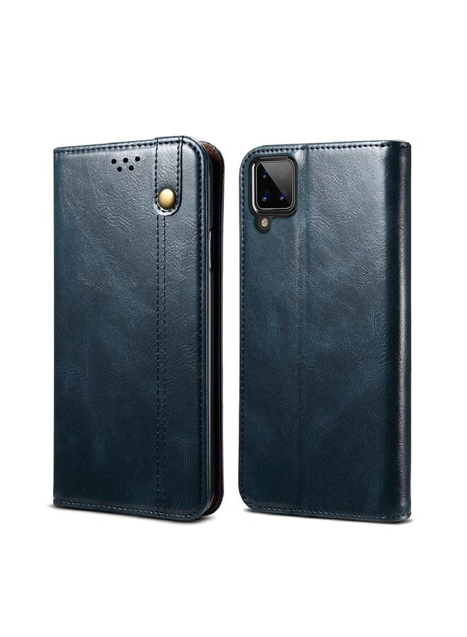 S-TOP Case For Samsung Galaxy A12 5G Simple Wax Crazy Horse Texture Horizontal Flip Leather Case with Card Slots & Wallet - Image 1