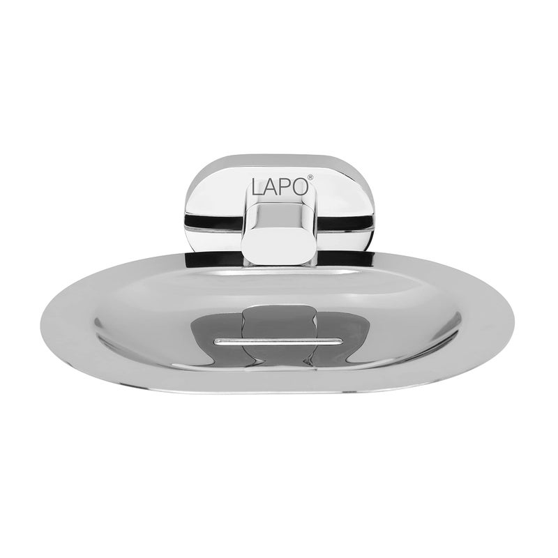 LAPO Kik Single Soap Holder Stand - Rust-Resistant, Wall-Mounted Soap Dish with Drain Tray, 304 Stainless Steel, Chrome Finish, for Bathroom, Kitchen & Wash Basin - Pack of 1 - Image 5