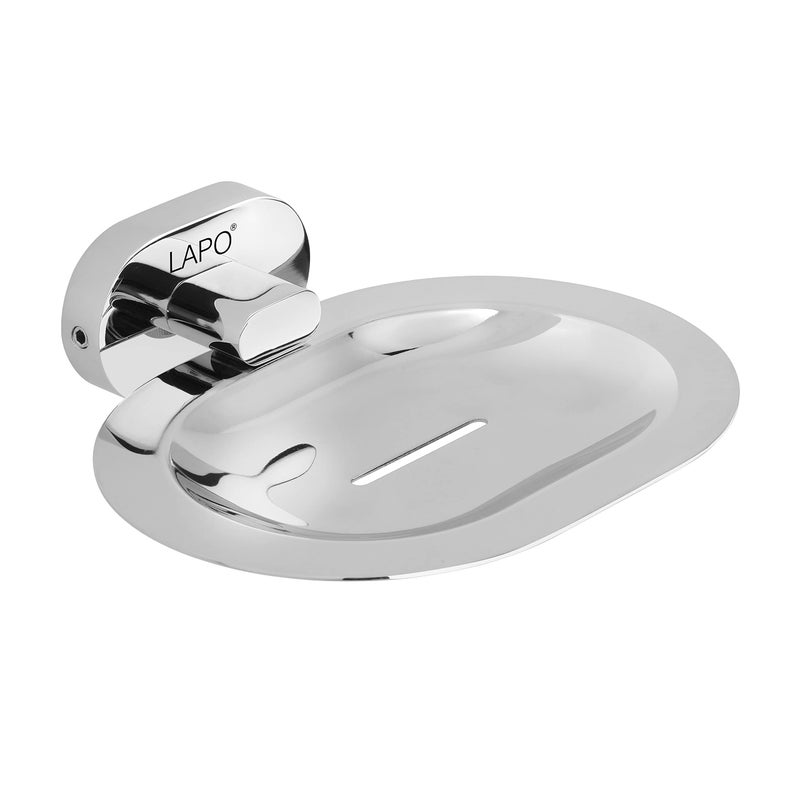 LAPO Kik Single Soap Holder Stand - Rust-Resistant, Wall-Mounted Soap Dish with Drain Tray, 304 Stainless Steel, Chrome Finish, for Bathroom, Kitchen & Wash Basin - Pack of 1 - Image 4