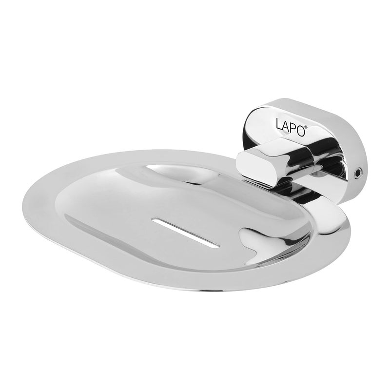LAPO Kik Single Soap Holder Stand - Rust-Resistant, Wall-Mounted Soap Dish with Drain Tray, 304 Stainless Steel, Chrome Finish, for Bathroom, Kitchen & Wash Basin - Pack of 1 - Image 3