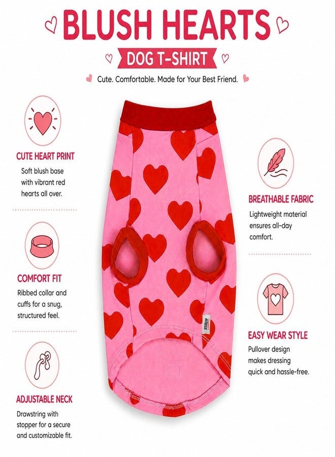 Zigly Lifestyle Love Stitch Pink Dog Shirt | Lightweight Breathable Summer Pet Apparel with Cute Heart Print for Small Dogs | Comfortable Everyday Dog Tee | Pink | S - Image 2