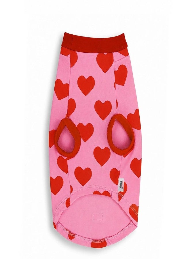 Zigly Lifestyle Love Stitch Pink Dog Shirt | Lightweight Breathable Summer Pet Apparel with Cute Heart Print for Small Dogs | Comfortable Everyday Dog Tee | Pink | S - Image 4