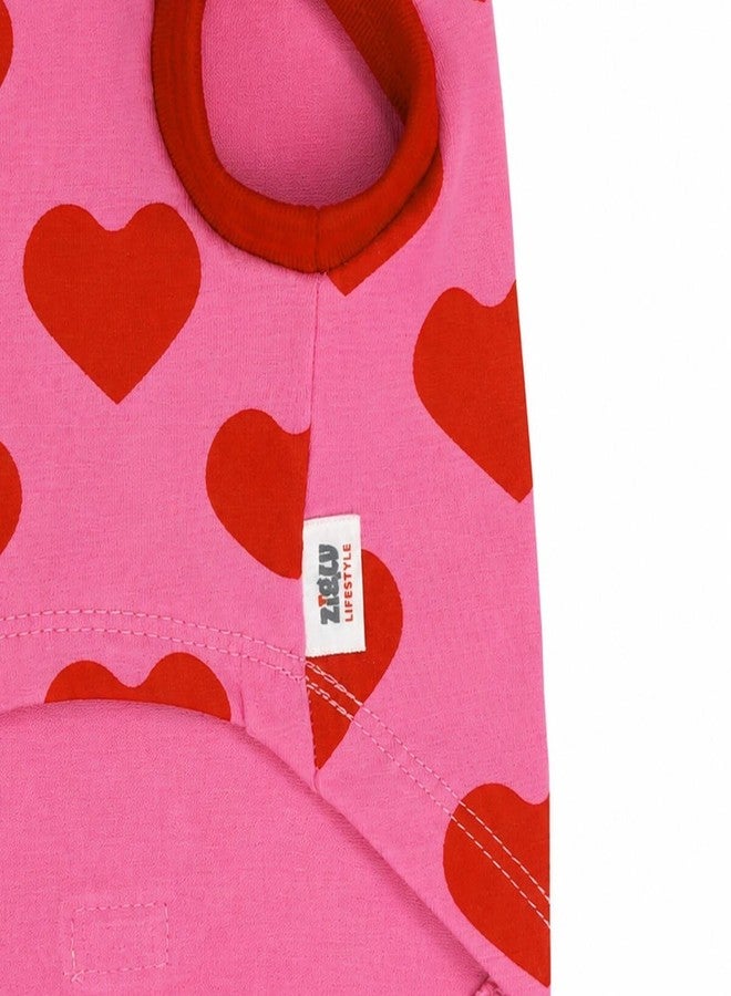 Zigly Lifestyle Love Stitch Pink Dog Shirt | Lightweight Breathable Summer Pet Apparel with Cute Heart Print for Small Dogs | Comfortable Everyday Dog Tee | Pink | S - Image 5