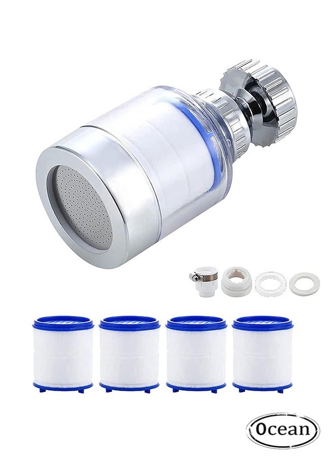 Sink Filter Water Faucet, Universal 360°Rotating Bathroom Sink Filter with 4 Filter Element, Kitchen Faucet Water Filter, for Home Kitchen  Bathroom - Image 1