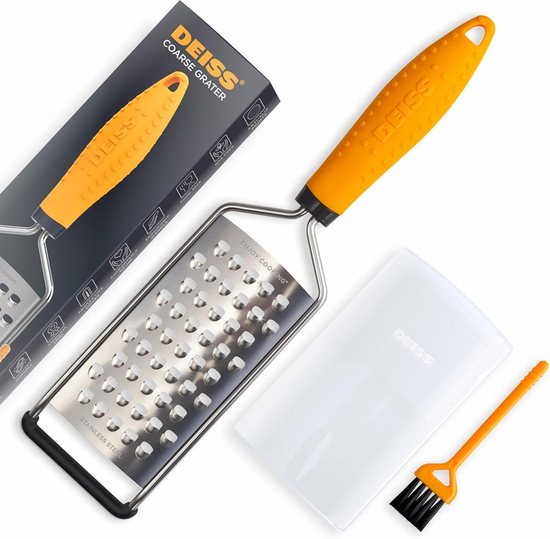 Deiss PRO Coarse Grater & Hand Held Cheese Grater - Sharp Stainless Steel Blades, Non-Slip Handle, Small Cheese Grater for Kitchen, Shredder, Dishwasher Safe - Image 1