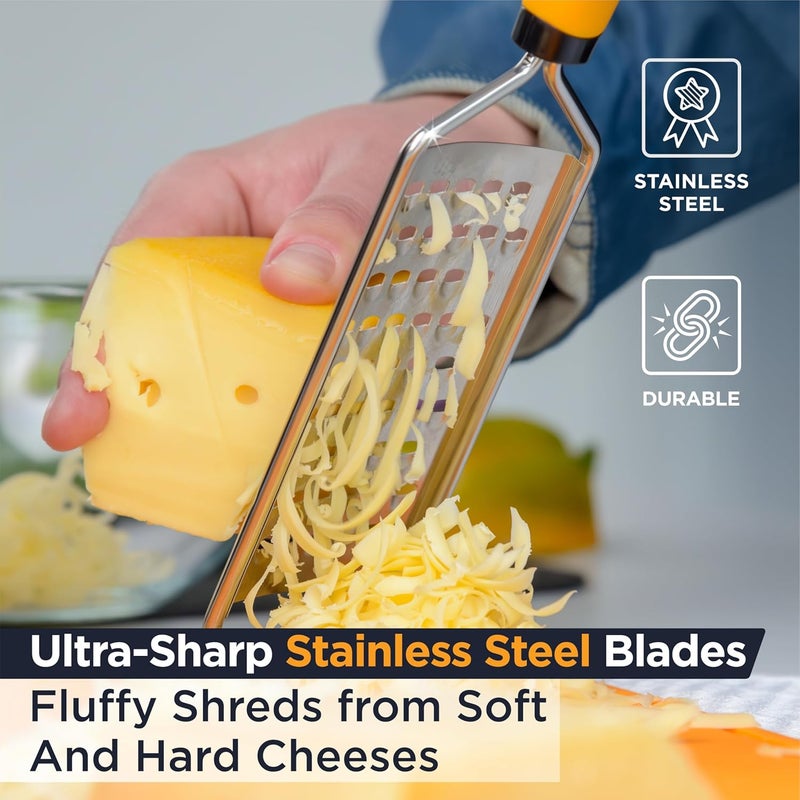 Deiss PRO Coarse Grater & Hand Held Cheese Grater - Sharp Stainless Steel Blades, Non-Slip Handle, Small Cheese Grater for Kitchen, Shredder, Dishwasher Safe - Image 3