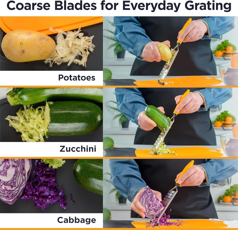 Deiss PRO Coarse Grater & Hand Held Cheese Grater - Sharp Stainless Steel Blades, Non-Slip Handle, Small Cheese Grater for Kitchen, Shredder, Dishwasher Safe - Image 4