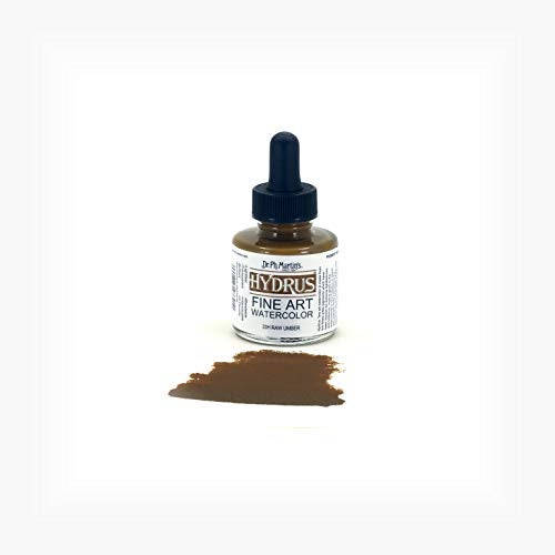 Dr. Ph. Martin's Hydrus Fine Art (33H) Watercolor Bottle, 1.0 oz, Raw Umber - Image 2