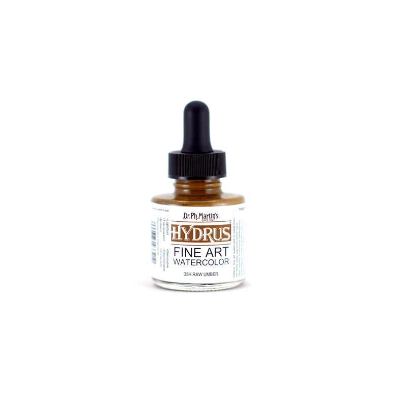 Dr. Ph. Martin's Hydrus Fine Art (33H) Watercolor Bottle, 1.0 oz, Raw Umber - Image 3