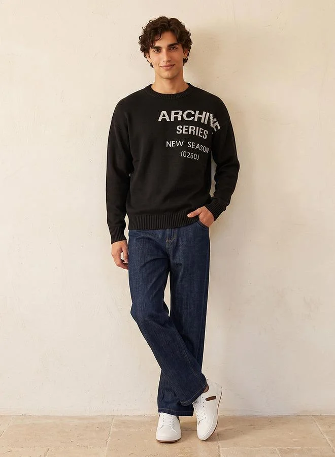 سبلاش فيڤ Youth Crew Neck Graphic Print Sweater