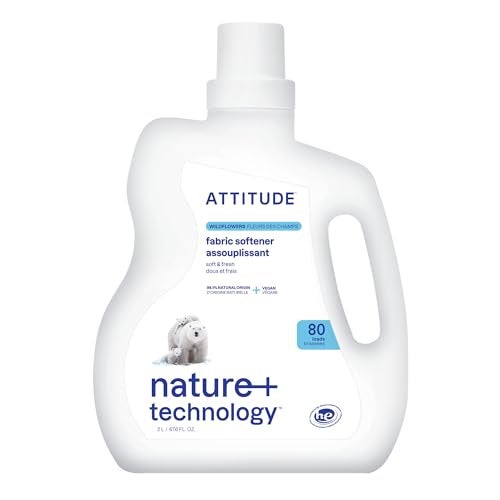 ATTITUDE Liquid Fabric Softener PlantBased Vegan HE Compatible Naturally Derived Wildflowers Scent 80 Loads 676 Fl Oz