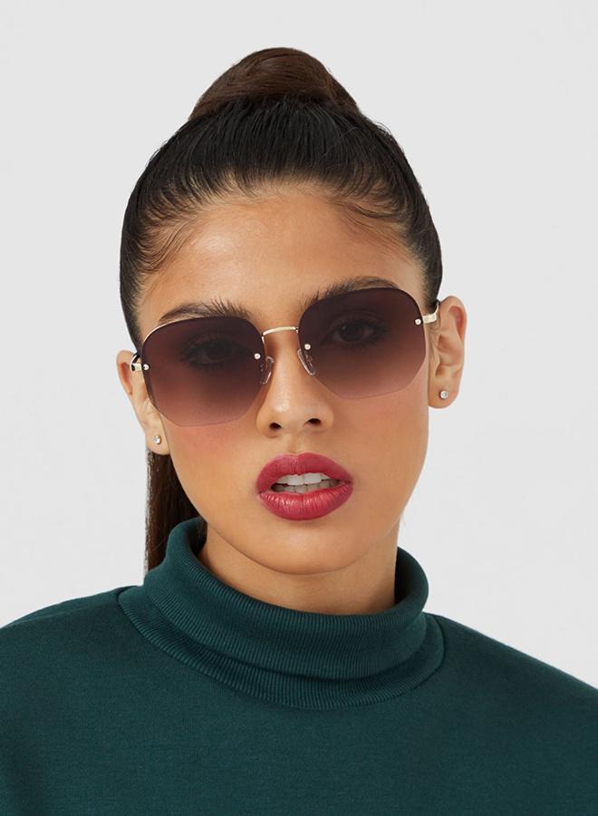 BlackOut by eyewa NINA II Unisex Sunglasses, Gold/Brown - Image 4