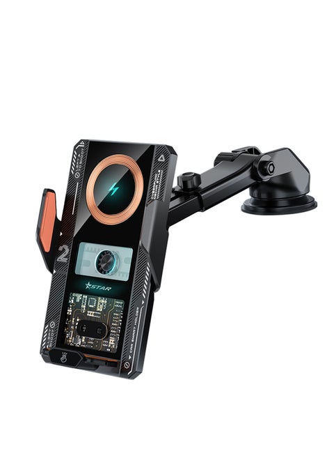 Car Phone Mount Wireless Charger with 66W Fast Charging Auto Clamp Mount Air Vent Phone Mount Compatible with All 4.7-7.2 Inch Phone iPhone 15/14/13 Series Galaxy Z Flip 5/4 S23/S22/S21 Black