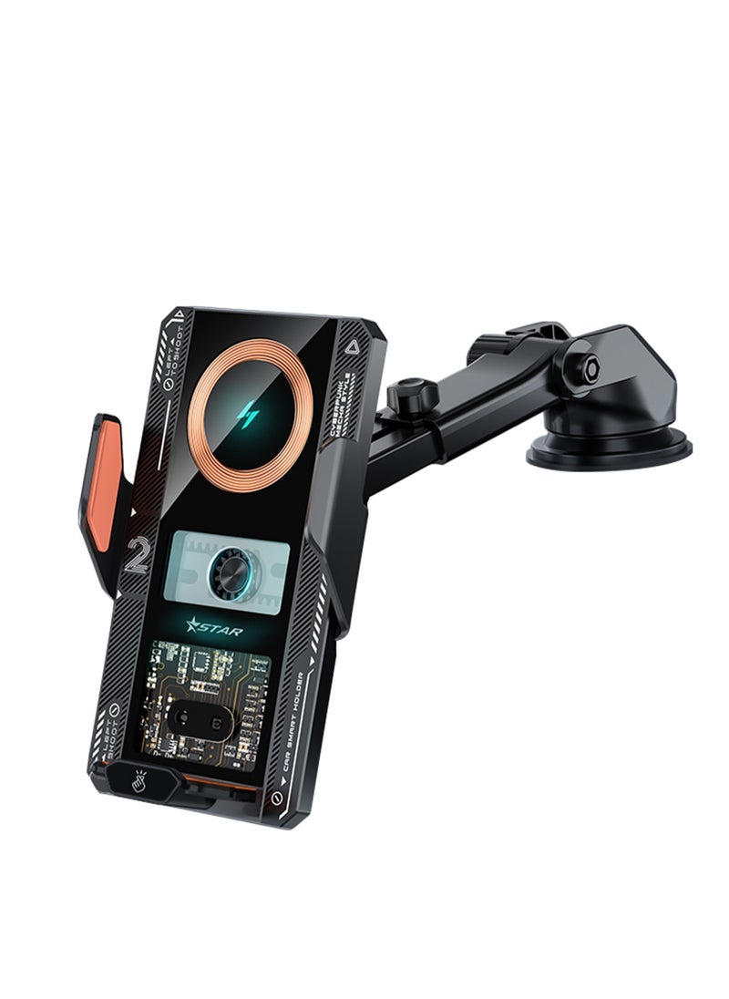 HouDeOS - Car Phone Mount Wireless Charger with 66W Fast Charging Auto Clamp Mount Air Vent Phone Mount Compatible with All 4.7-7.2 Inch Phone iPhone 15/14/13 Series Galaxy Z Flip 5/4 S23/S22/S21 Black - Image 1