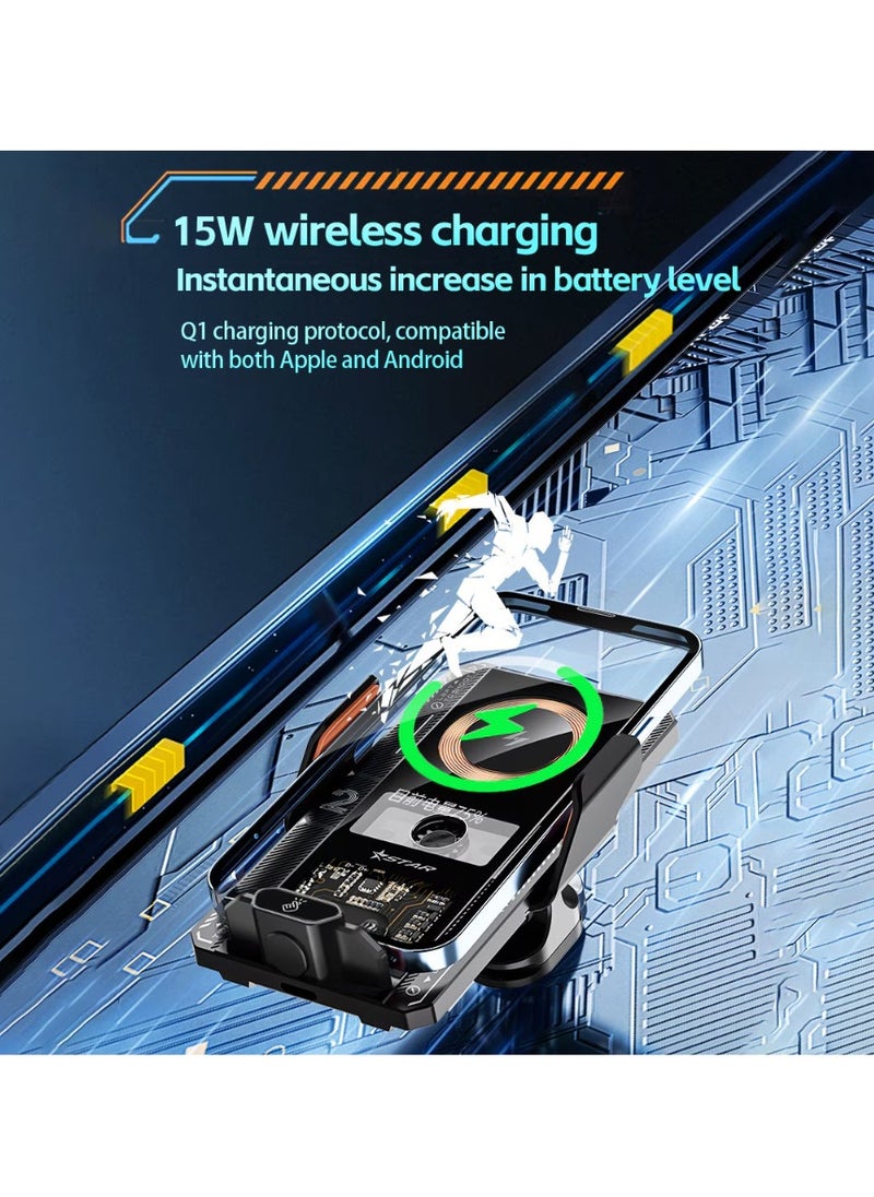 HouDeOS - Car Phone Mount Wireless Charger with 66W Fast Charging Auto Clamp Mount Air Vent Phone Mount Compatible with All 4.7-7.2 Inch Phone iPhone 15/14/13 Series Galaxy Z Flip 5/4 S23/S22/S21 Black - Image 1