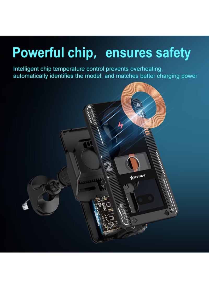 HouDeOS - Car Phone Mount Wireless Charger with 66W Fast Charging Auto Clamp Mount Air Vent Phone Mount Compatible with All 4.7-7.2 Inch Phone iPhone 15/14/13 Series Galaxy Z Flip 5/4 S23/S22/S21 Black - Image 1