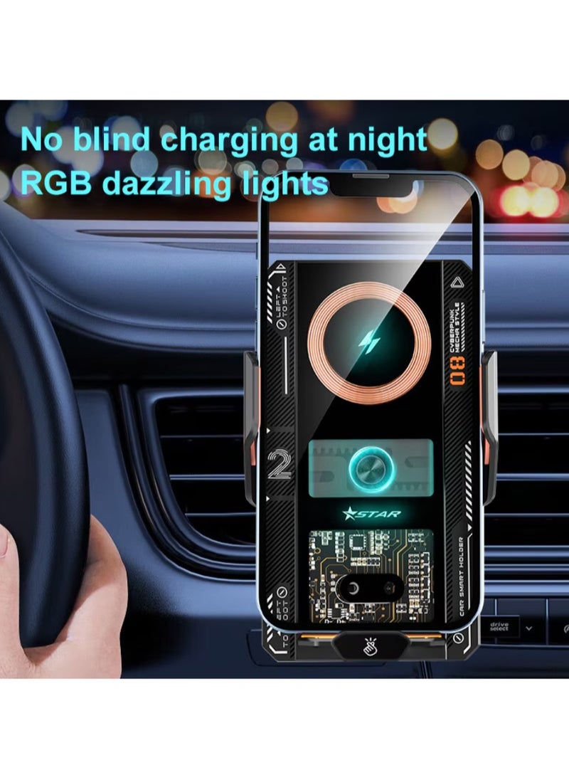HouDeOS - Car Phone Mount Wireless Charger with 66W Fast Charging Auto Clamp Mount Air Vent Phone Mount Compatible with All 4.7-7.2 Inch Phone iPhone 15/14/13 Series Galaxy Z Flip 5/4 S23/S22/S21 Black - Image 1