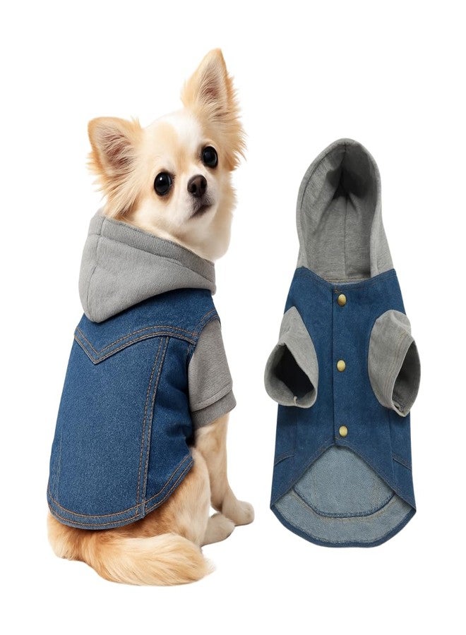 PawCloud Dog Denim Jacket with Hoodie | All-Season Soft, Stylish Dog Hoodie Jacket for Small, Medium & Large Breeds | XS - 12 inch - Image 1
