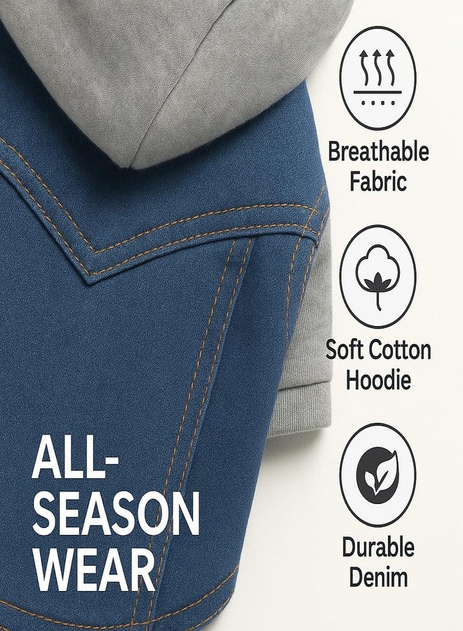 PawCloud Dog Denim Jacket with Hoodie | All-Season Soft, Stylish Dog Hoodie Jacket for Small, Medium & Large Breeds | XS - 12 inch - Image 4
